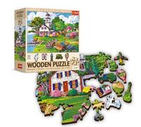 Trefl - Wooden Puzzles, Summer Haven - 500+1 Elements, Wood Craft, Irregular Shapes, 50 Travel Figures, Modern Premium Jigsaw Puzzle DIY for Adults and Children from 12 Years Old