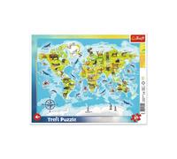 Trefl World Map with Animals Puzzle - 25 Pieces | Size: 1 Pack Trefl Multicolor 1 Pack