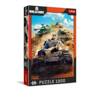 Trefl - World of Tanks, Tanks in Battle - Puzzle 1000 Elements - Puzzle with Tanks from the Popular Game, for Adults and Children from 14 Years