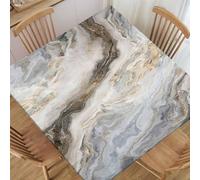 TREGAUSI Fitted Tablecloth Marble Square Table Cloth Cover with Elastic Edge White Grey Tablecloths Waterproof Polyester Cloths for Indoor Dining Outdoor Picnic, Fit for 48x48 Tables, Style 5