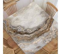 TREGAUSI Marble Fitted Tablecloth Square Table Cloth Cover Grey Curly Texture Tablecloths Elastic Edge Covers Washable for Kitchen Dining Home Patio Picnic, Fit for 54x54 Tables, Style 15