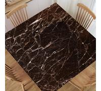 TREGAUSI Square Fitted Tablecloth with Elastic Edge Marble Table Cloth Cover Dark Brown Tablecloths Waterproof Polyester for Indoor Outdoor Dinner Party Picnic, Fit for 42x42 Tables, Style 1
