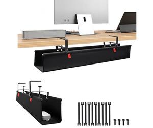 Treibo Under Desk Cable Management, 36" Cable Tray No Drill Desk Cable Tidy, 600D Oxford Fabric Wire Organiser Clamp/Screw Mount for Office and Home
