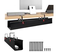 Treibo Under Desk Cable Management, 48"Cable Tray No Drill Desk Cable Tidy, 600D Oxford Fabric Wire Organiser Clamp/Screw Mount for Office and Home