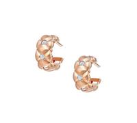 Treillage Brushed 18ct Rose Gold & 0.25ct Diamond Huggie Hoop Earrings