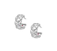 Treillage Brushed 18ct White Gold 0.25ct Diamond Hoop Earrings
