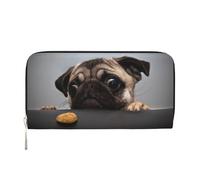 TREJUKY Great Pyrenees cute Dog Wallet for Men Women Long Clutch Zip Travel Leather Coin Purse Credit Card Holder Handbag, Cute Pug Dog Print, One Size