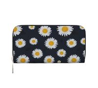 TREJUKY Great Pyrenees cute Dog Wallet for Men Women Long Clutch Zip Travel Leather Coin Purse Credit Card Holder Handbag, Sunflower Daisy Floral, One Size