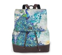 TREJUKY Haunted Mansion Backpack Purse for Women Leather Fashion Small Casual Travel Ladies Daypacks Shoulder Bag, Peacocks and Flowers, One Size, Daypack Backpacks