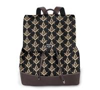 TREJUKY Masonic Square Backpack Purse for Women Leather Fashion Cute Small Backpacks Lightweight Casual College Travel Hiking Ladies Laptop Rucksack Daypacks Shoulder Bag