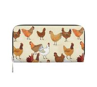 TREJUKY Retro Video Game Pattern Wallet for Men Women Elegant Long Clutch Zip Around Travel Leather Coin Purse Large Capacity Credit Card Holder Handbag, A Brood Of Chickens, One Size