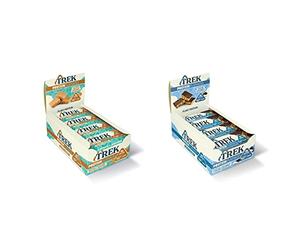 Trek High Protein Salted Caramel Flapjack - Healthy Snack Bars, 50 g & High Protein Flapjack Cocoa Coconut, 50 g - Gluten Free Bars - Healthy Snack Bars - Vegan Bars (Pack of 16 Bars)