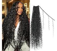 Trekci Boho Faux Locs Crochet Goddess Extension 30" Goddess Style 8 Pack Soft Boho Locs Crochet Extensions With Curly Ends, Long Bohemian River Locs Pre-Anu Extension