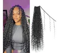 Trekci Boho Faux Locs Crochet Goddess Extension 30" Goddess Style 8 Pack Soft Boho Locs Crochet Extensions With Curly Ends, Long Bohemian River Locs Pre-Anu Extension