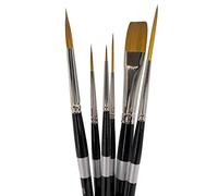 Trekell Protégé Bristle Watercolor Brush Set - Assorted Professional Paint Brushes for Oil Paint, Acrylic, and Gouache - 6" Brush Handles, 6 Piece Set