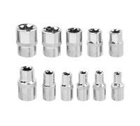 Treki 11Pcs E-Torx Star Socket Set External Torx Socket 1/4" & 3/8" Drive Female Torque Star Sockets for Auto Repairing and Household (E4-E20)