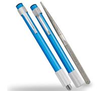 Treki 2pcs Pen Style Diamond Retractable Knife Sharpener, Blue, Fine Grit, 5.315" L x 1.2" W x 2" H, 75g, Suitable for Kitchen, Outdoor, Hunting, Fishing, Hiking, Camping, Garden Tools