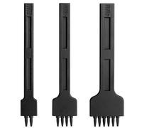 Treki 3Pcs Leather Prong Punch Set Lacing Stitching Punches 2+4+6 Prong Tooth, 4mm Leather Row Round Hole Tooth Punching Tool for Leathercraft DIY Punching Hole (Black)