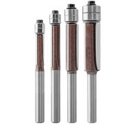 Treki 4 Pcs Flush Trim Router Bit Set, 1/4" Double Bearings Trim Router Bits 3-Flute Top Bearing Woodworking Milling Tools Cutting Diameter 1/4" 5/16" 3/8" 1/2"