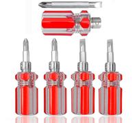 Treki 5pcs Stubby Screwdriver Set, 2 in1 Short Handle Phillips Screwdriver Mini Hand Screwdriver Mini Short Screw Driver Tools Magnetic Dual Purpose Crossing Slot Bits for Narrow Spaces