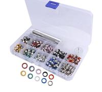 Treki 6mm Metal Gromme Eyeletst Kit, 300 Pcs Metal Eyelet Hole Punch Kit Eyelet Grommet Hand Press Kit with 3 Pieces Grommet Setting Tool and 300 Silve Washers for Leather, Belt, Shoes, Clothing Tarps