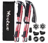 Trekking Pole,Collapsible Walking Hiking Stick for Men Women, Ultralight Aluminum Ski Pole with EVA Grip (Red 2 Pack)