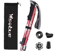 Trekking Pole,Collapsible Walking Hiking Stick for Men Women, Ultralight Aluminum Ski Pole with EVA Grip(Red 1 Pack)