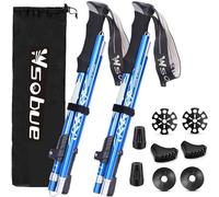 Trekking Pole, Collapsible Walking Hiking Stick for Men Women, Ultralight Aluminum Ski Pole with EVA Grip (Blue 2 Pack)