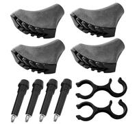 Trekking Pole Tips, Trekking Pole Rubber Tips & Hiking Set - 4 PVC Foot Covers, 4 Tungsten Steel tip, 2 Metal Figure-8 Clips for Mountain and Urban Use, Hiking
