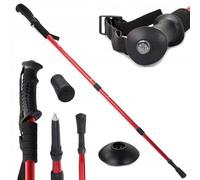 Trekking Poles with Anti-Shock System - Nordic Walking and Hiking | Lightweight and Resistant Aluminium | Nordic Walking Poles - Multi-Surface and Extendable - Set of 1 Pair 135 cm (Red)