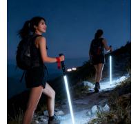 Trekking poles with LED lights, 2-in-1 flashlight hiking poles, with adjustable wrist straps, rechargeable, ultra-light, suitable for night hiking, camping and outdoor adventures(43.3 inches)