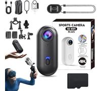 Treklon 4S, Treklon POV Camera, Snap Cam, Mini Thumb Action Camera, 4KHD/170° Wide Angle, 6 Fixing Methods, for Cycling, Motorcycle, Pet Walk (64G Black)