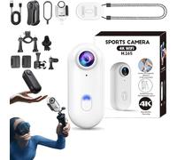 Treklon 4S, Treklon POV Camera, Snap Cam, Mini Thumb Action Camera, 4KHD/170° Wide Angle, 6 Fixing Methods, for Cycling, Motorcycle, Pet Walk (64G White)