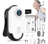 Treklon POV Camera, Treklon 4S Body Camera, Compact 4k/1080p Thumb Cameras, Mini Wearable Body Adventure Action Cameras with Magnetic & Clip Mount, for POV, Cycling, Diving (White,1080P-128G)