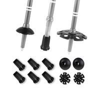 TREKOLOGY Trekking Pole Tips Set - 10-Piece Kit with 6 Rubber Walking Stick Tips, 2 Mud Baskets & 2 Snow Baskets, Durable Rubber Tips for Hiking Poles, Universal Walking Stick Rubber Tips