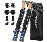 TREKOLOGY Trekking Poles - Collapsible Hiking Poles with Cork Handle - Ultralight Folding Walking Poles for Women & Men, Lightweight Aluminum Hiking Sticks & Walking Sticks (Black with Blue)