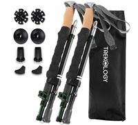 TREKOLOGY Trekking Poles - Collapsible Hiking Poles with Cork Handle, Ultralight Folding Walking Poles for Women & Men, Lightweight Aluminum Hiking Sticks & Walking Sticks Green (2pc)