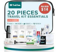 TrekTote 20-Piece Men's Travel Toiletry Kit offers TSA Approved Hygiene Essentials in a Convenient Traveling Accessories Set.