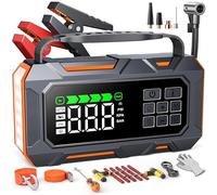 TREKURE 14-IN-1 6000A 160PSI Jump Starter Power Pack with Air Compressor & Car Emergency Kit, Car Battery Booster Jump Starter with Jump Leads (all Gas/12L Diesel), LED Light, Gloves, 18W