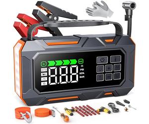 TREKURE 14-IN-1 7000A 160PSI Jump Starter Power Pack with Air Compressor(all Gas/12L Diesel), 26800mAh Car Jump Starter Power Bank, Car Battery Booster Jump Starter with Jump Leads, LED Light, Gloves