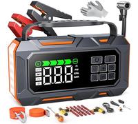 TREKURE 14-IN-1 7000A 160PSI Jump Starter Power Pack with Air Compressor & Car Emergency Kit, Car Battery Booster Jump Starter with Jump Leads (all Gas/12L Diesel), LED Light, Gloves, 18W