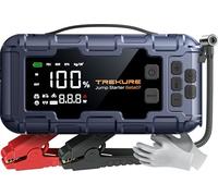 TREKURE 7-IN-1 6000A Jump Starter Power Pack with 160PSI Air Compressor, PD45W Charger with Car Battery Booster Jump Starter (all Gas/12L Diesel), Car Starter Power Bank, Gloves, Lights, QC3.0