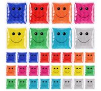 TrelaCo 24 Pcs Gel Ice Hot Cold Pads Packs Bulk for Daily Cooling 4 Inches Mini Square Smile Face Reusable Gel Boo Boo Ice Bag for Lunch Boxes and Personal Facial Use