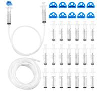 TrelaCo 31 Pcs Hydraulic and Pneumatic Bulk Kit, 20 Plastic Syringes, 10 Blue Adapters, and 15 ft Vinyl Tubing Mechanical Engineering Activities for Hydraulic and Pneumatic Stem Projects