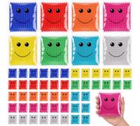 TrelaCo 48 Pcs Gel Ice Hot Cold Pads Packs Bulk for Daily Cooling 4 Inches Mini Square Smile Face Reusable Gel Boo Boo Ice Bag for Lunch Boxes and Personal Facial Use
