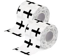 TrelaCo Christian Cross Athletic Tape 2 Inch x 7 Metres Cotton Sports Tape Serrated Edges with Cross Logo for Finger, Ankle, Wrist Injury, Soccer, Baseball, Hockey, Soccer, Pack of 2