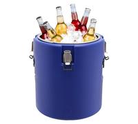Treliamd Insulated Soup Pan Carrier, Portable Commercial Hot&Cold Hot Box, Food Warmer Large Insulation Barrel Cooler Carrier Stainless Steel Lining with Dust Cover, 30L/27.24 QT (Blue)