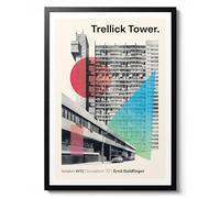 Trellick Tower Print, Mid-century Modern Poster, Graphic Photographic Wall Art, Brutalist Architecture Decor, London Inspired Artwork, Archival Matte, A1 (Framed) - 84.1x59.4cm
