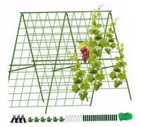 Trellis for Climbing Plants Outdoor, 4x4ft A-Frame Garden Trellis, Foldable Cucumber Trellis Set, Plastic-Coated Steel Pipe Climbing Plant Trellis, Plant Grow Support for Tomato, Squash, Vegetable