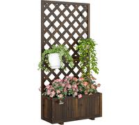 Outsunny Garden Wooden Pine Trough Planter - Carbonised finish